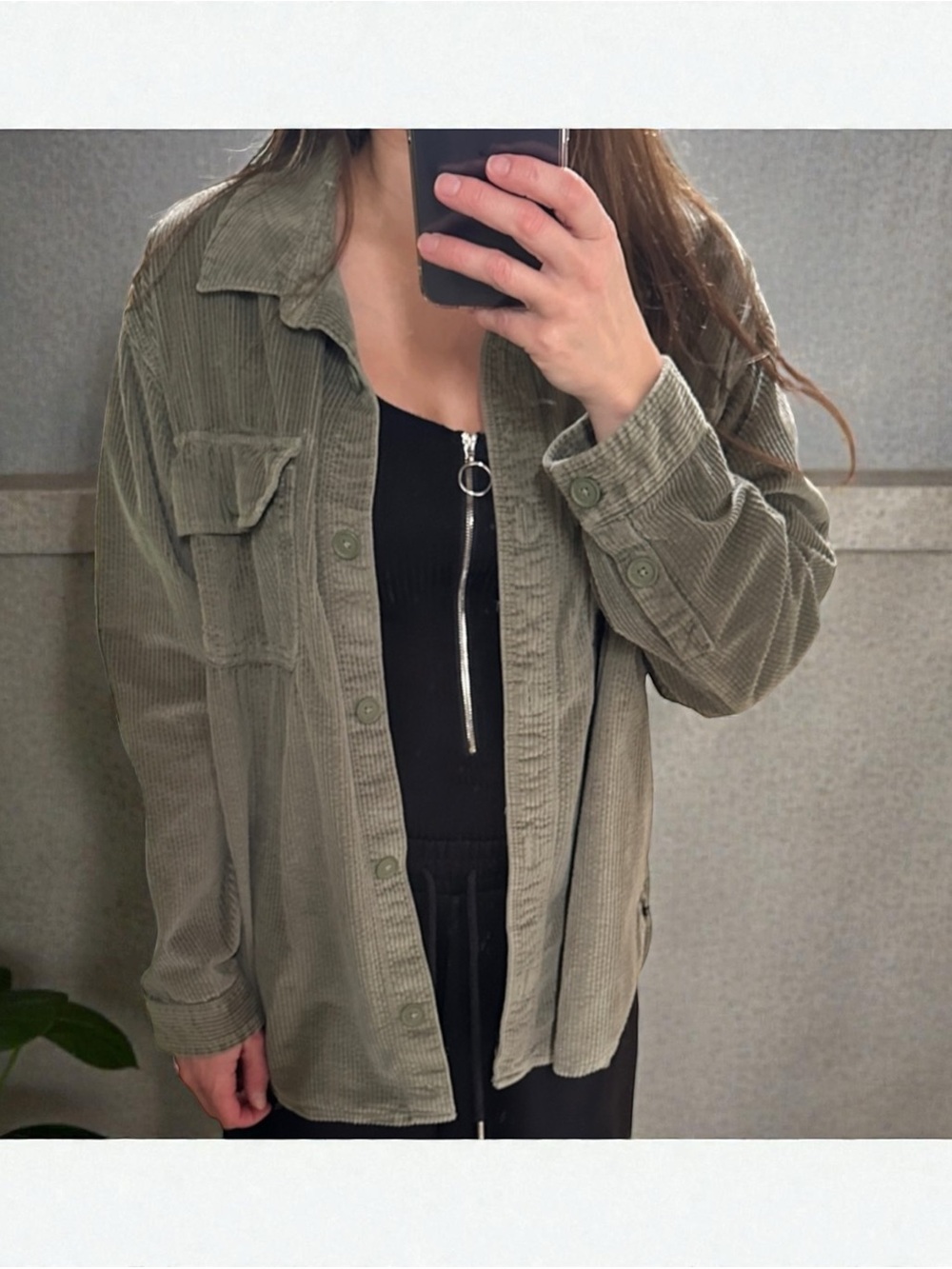 American Eagle Outfitters Olive Corduroy Utility Jacket